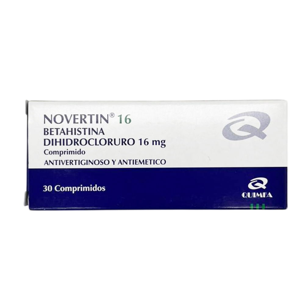 Novertin 16 Betahistina Dihidrocloruro 16 mg Caja x30 Comprimidos.