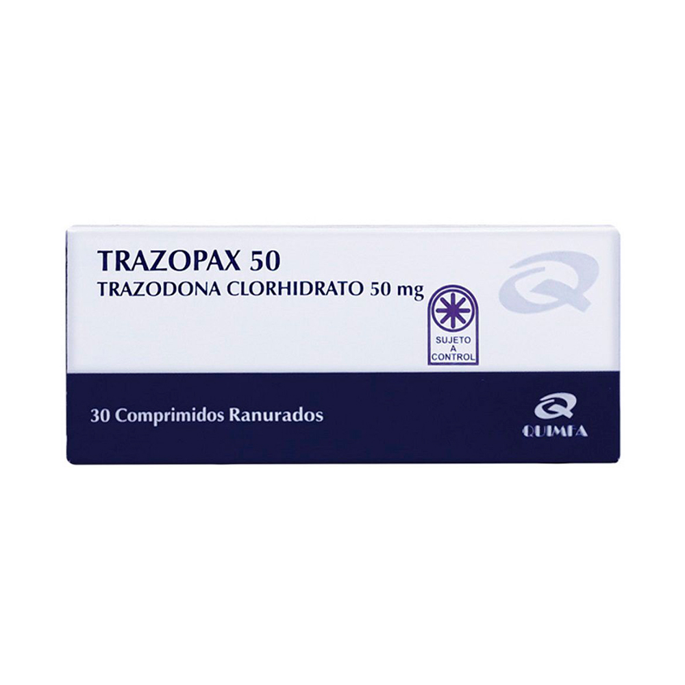 Trazopax 50 Trazodona Clorhidrato 50 mg Caja De 30 Comprimidos Ranurados