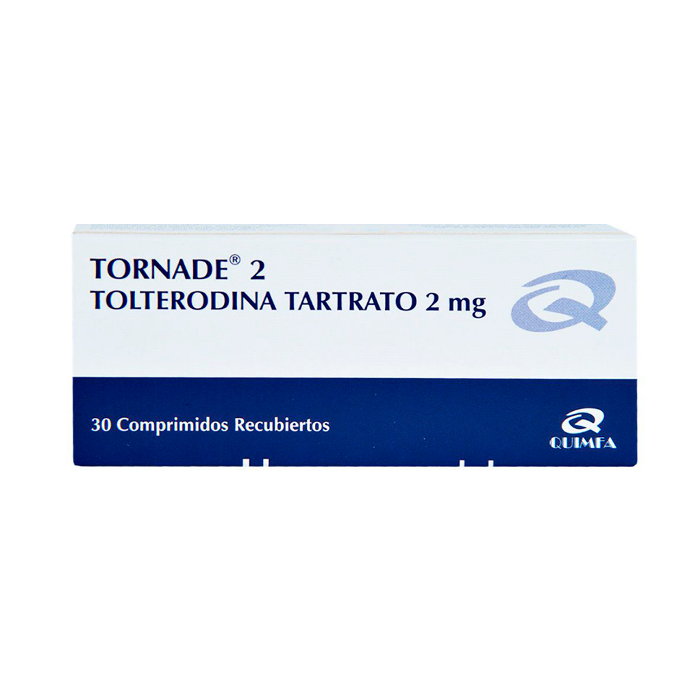 Tornade 2 Tolterodina tartrato 2mg Caja de 30 Comprimidos Recubiertos