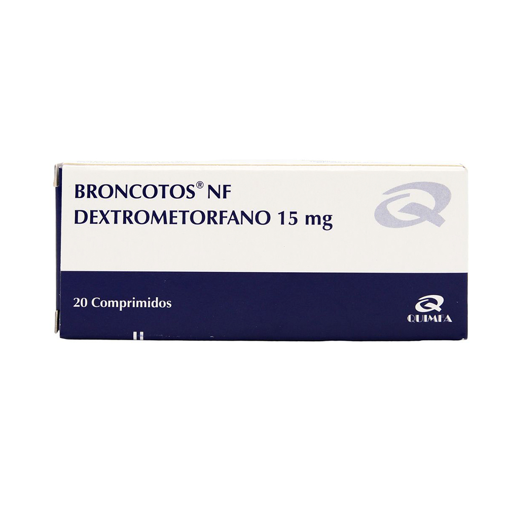 Broncotos NF Dextrometorfano Bromhidrato15 mg Caja de 20 Comprimidos