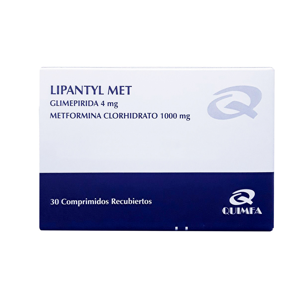 Lipantyl Met Glimepirida 4mg Metformina 1000mg Caja de 30 Comprimidos Recubiertos