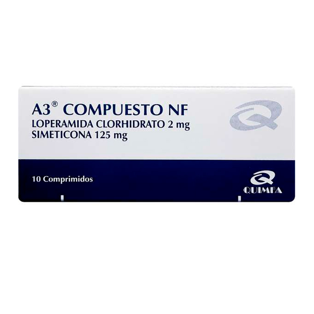 A3 Compuesto NF Loperamida Clorhidrato 2mg Caja de 10 Comprimidos