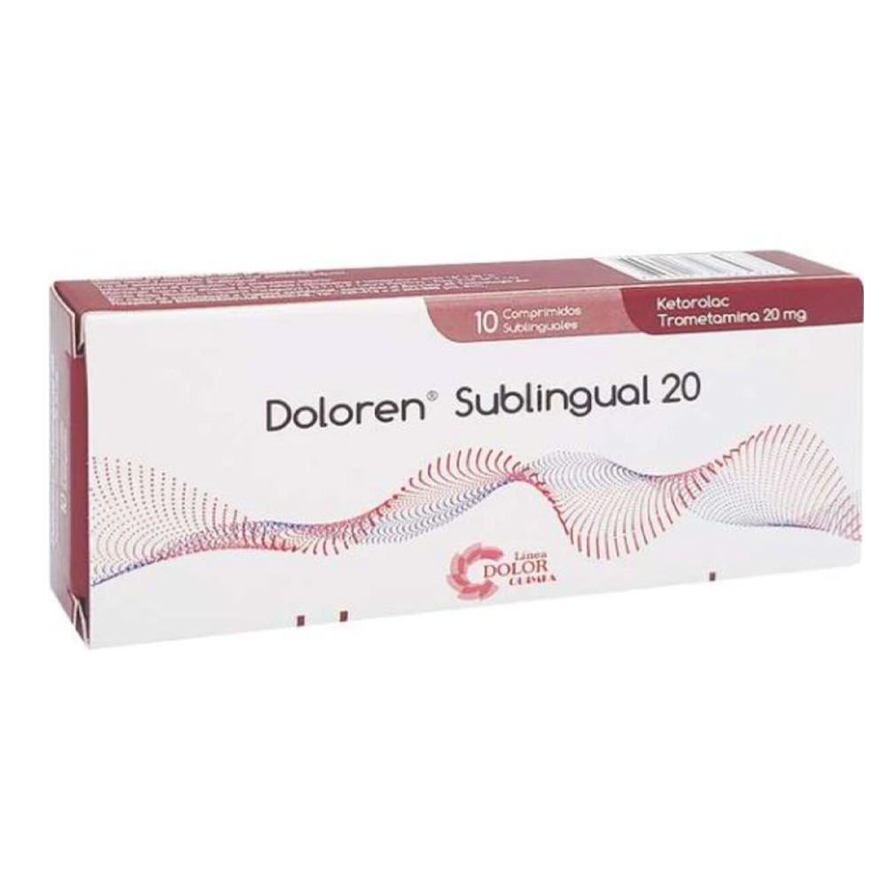 Doloren Ketorolac Trometamina 20 mg Sublingual Caja de 10 Comprimidos Sublingual