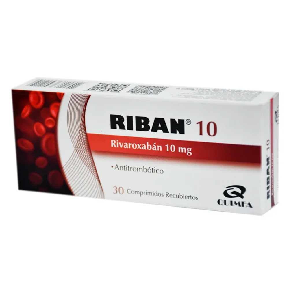 Riban Rivaroxaban 10 mg Caja de 30 Comprimidos Recubiertos