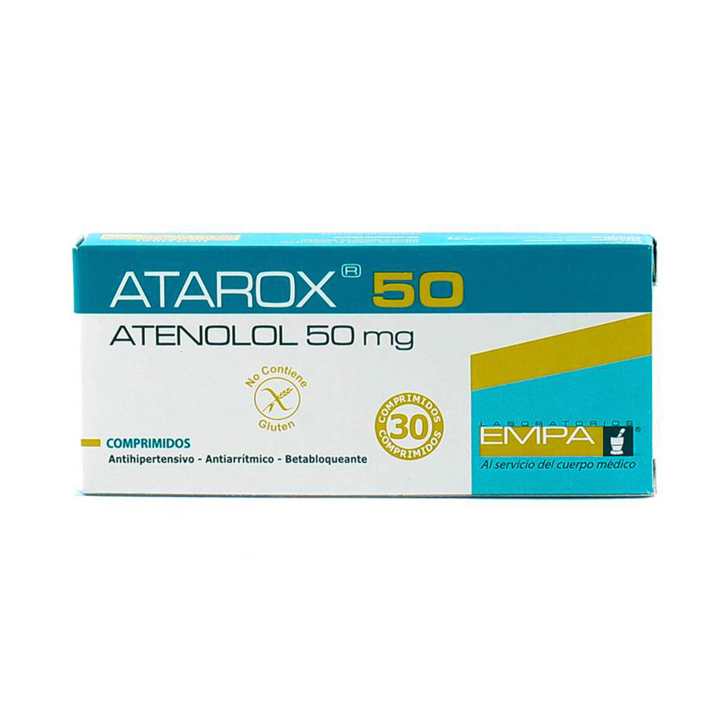 Atarox 50 Atenolol 50 Mg Caja De 30 Comprimidos