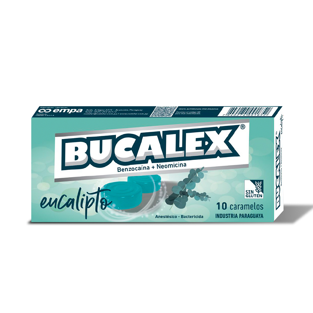 Caramelos Bucalex Eucalipto Benzocaina Caja de 10 Caramelos