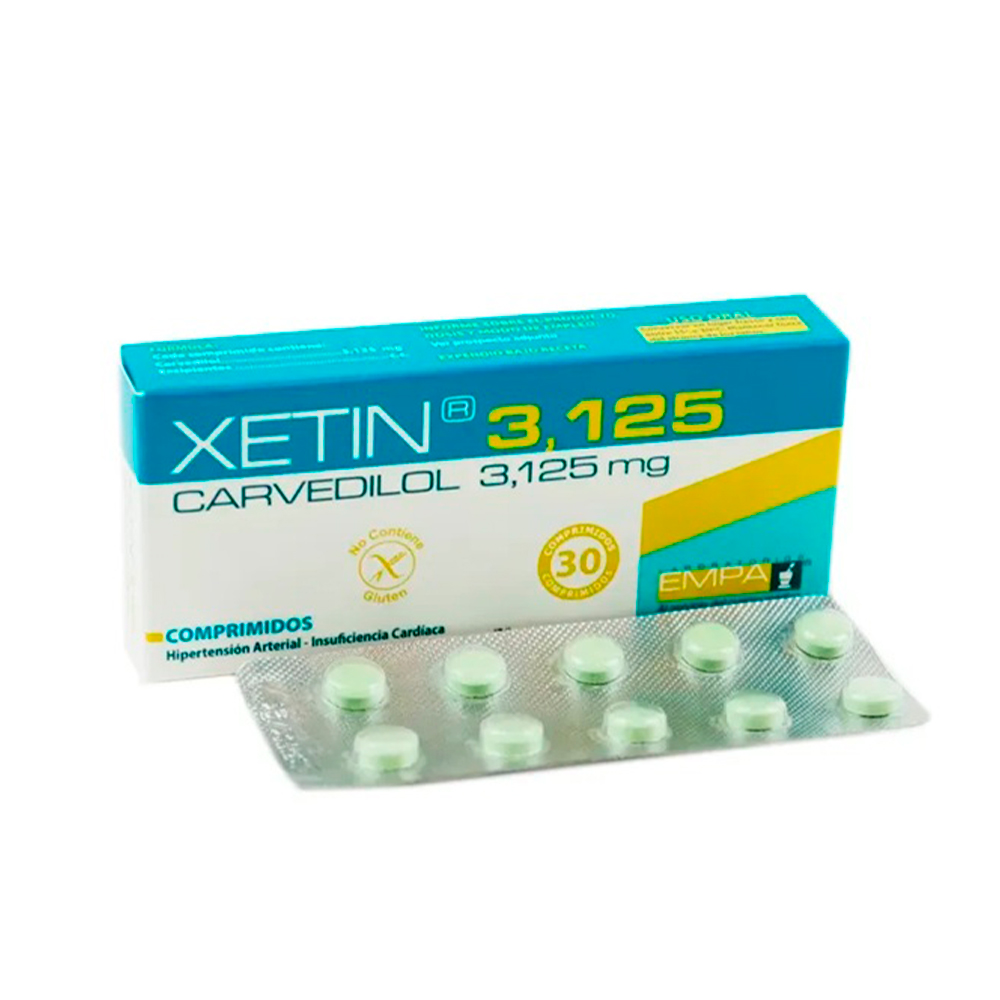 Xetin 3,125 carvedilol 3,125Mg Caja De 30 Comprimidos