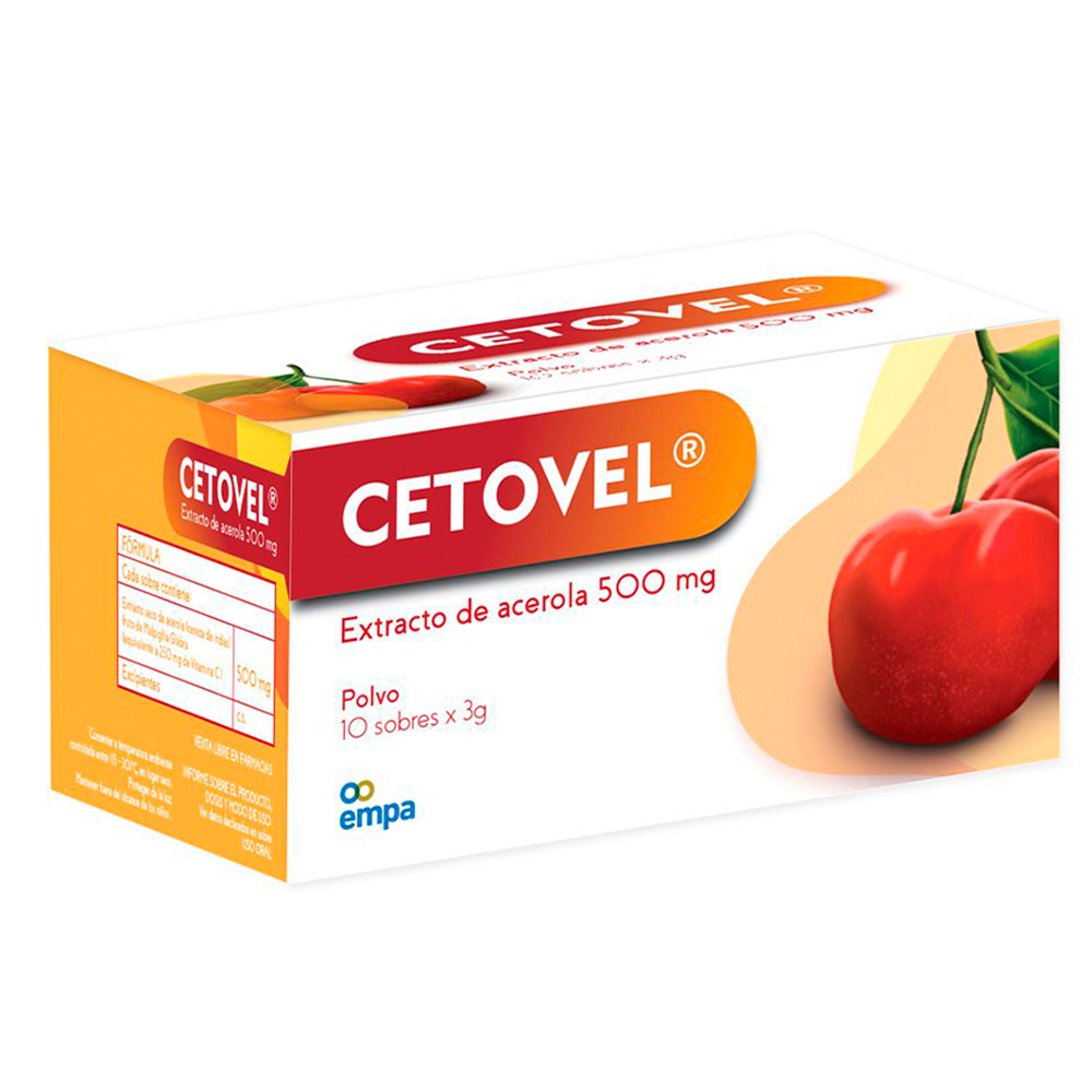Cetovel Extracto de Acerola 500 mg Caja de 10 Sobres