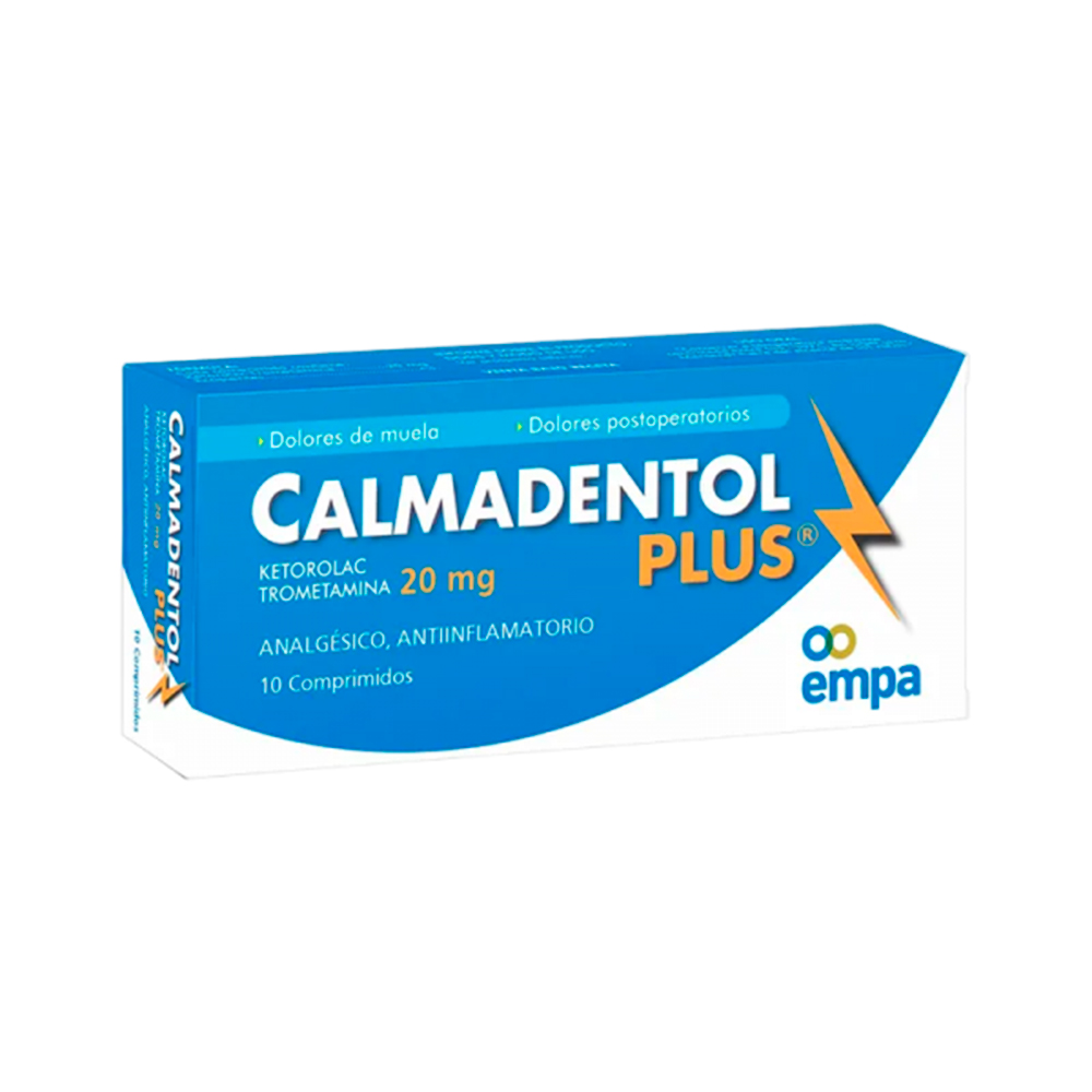 Calmadentol Plus Ketorolac Trometamina 20 mg Caja de 10 Comprimidos