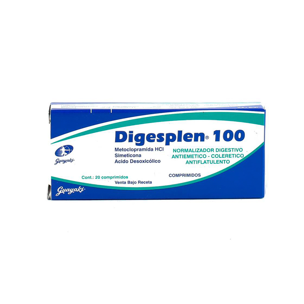 Digesplen 100 Metoclopramida HCI Caja De 20 Comprimidos