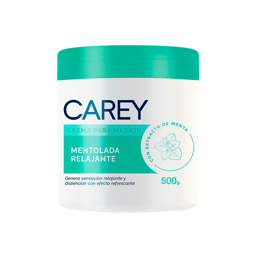 Crema para Masajes Mentolada Relajante Carey de 500 gr