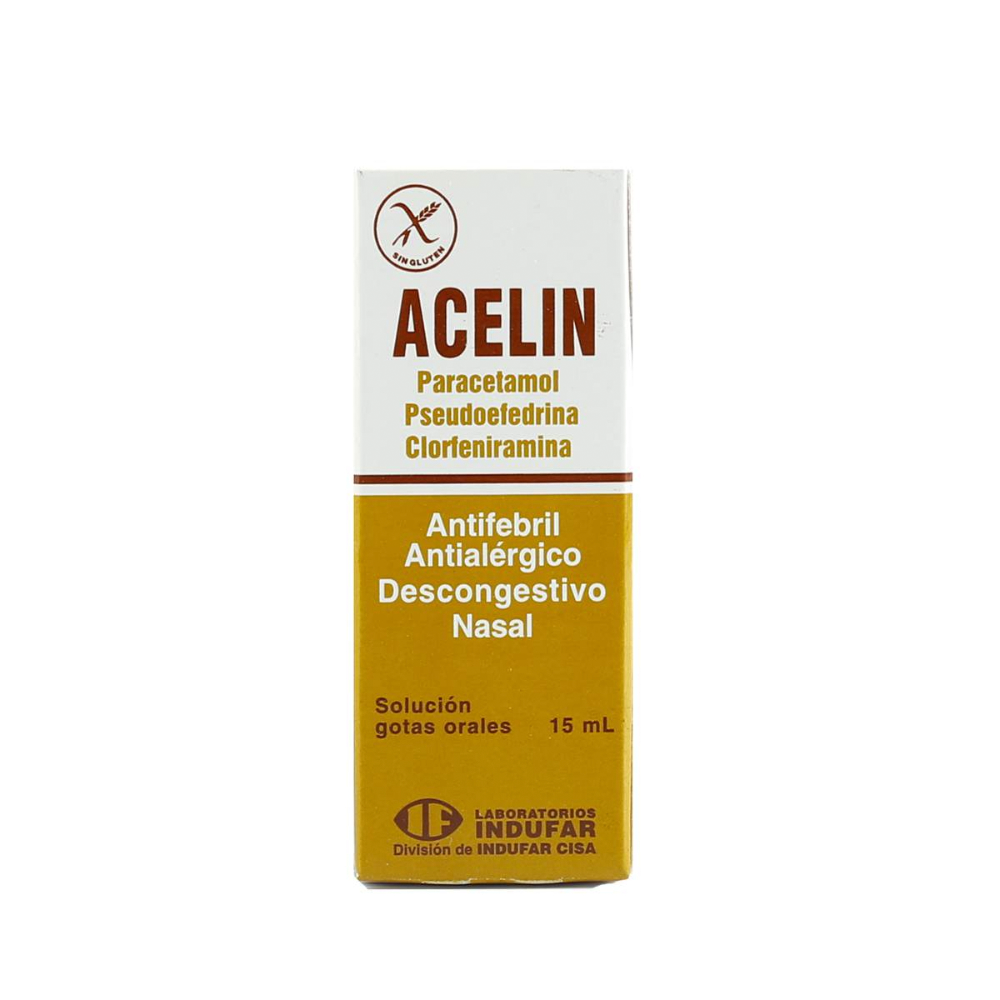Acelin Gotas Paracetamol Pseudoefedrina Clorfeniramina De 15 ML