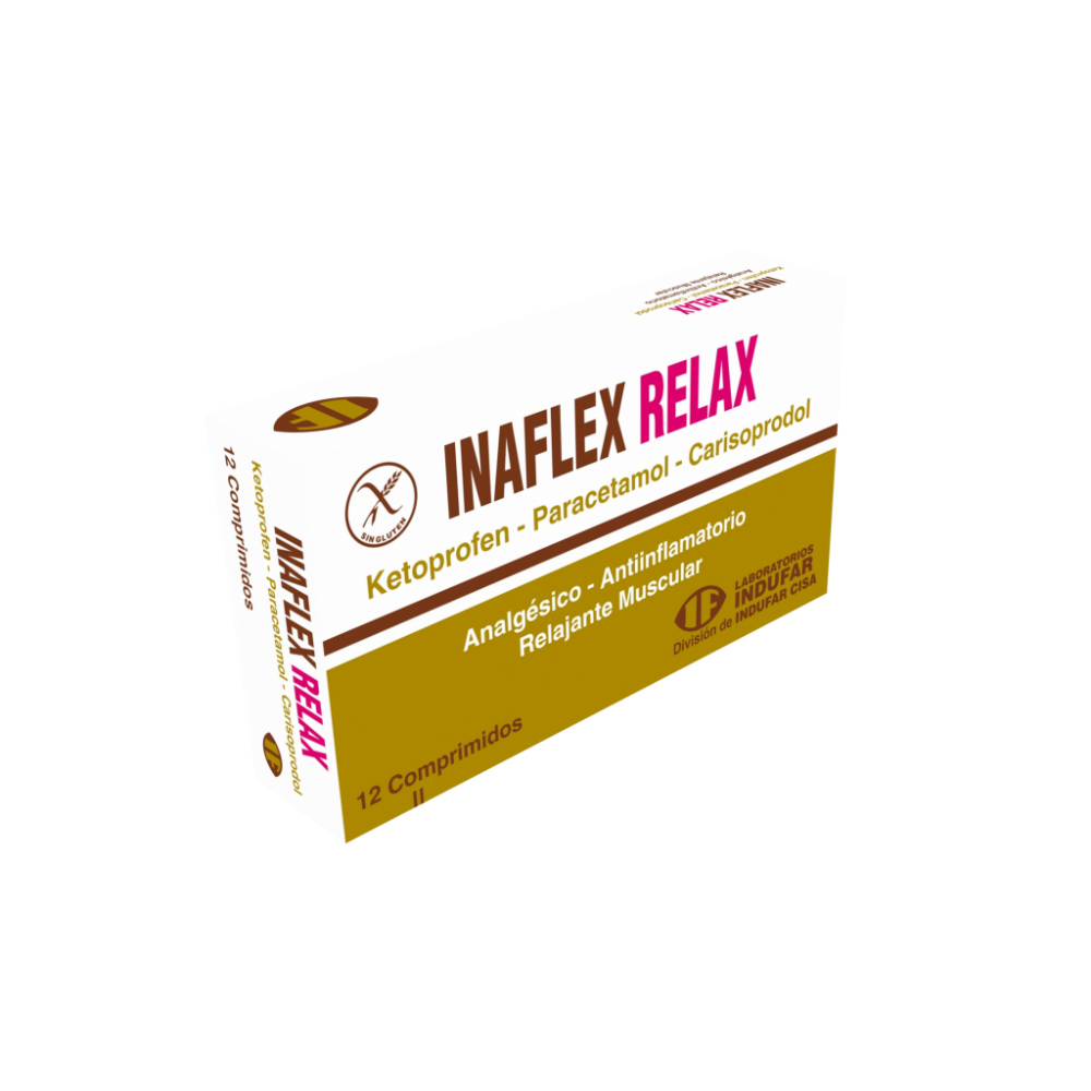 Inaflex Relax Ketoprofen Paracetamol Carisoprodol Caja De 12 Comprimidos