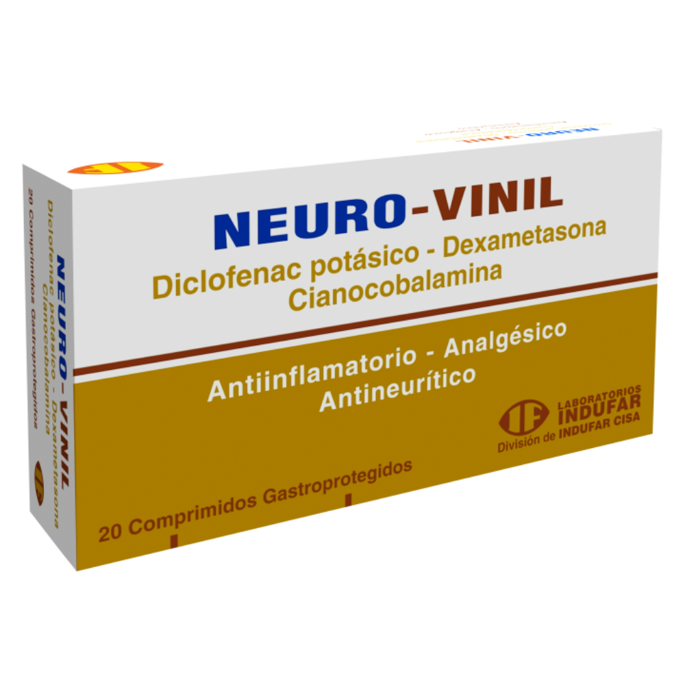 Neuro Vinil Diclofenac Potásico Dexametasona Caja 20 Comprimidos Gastroprotegidos