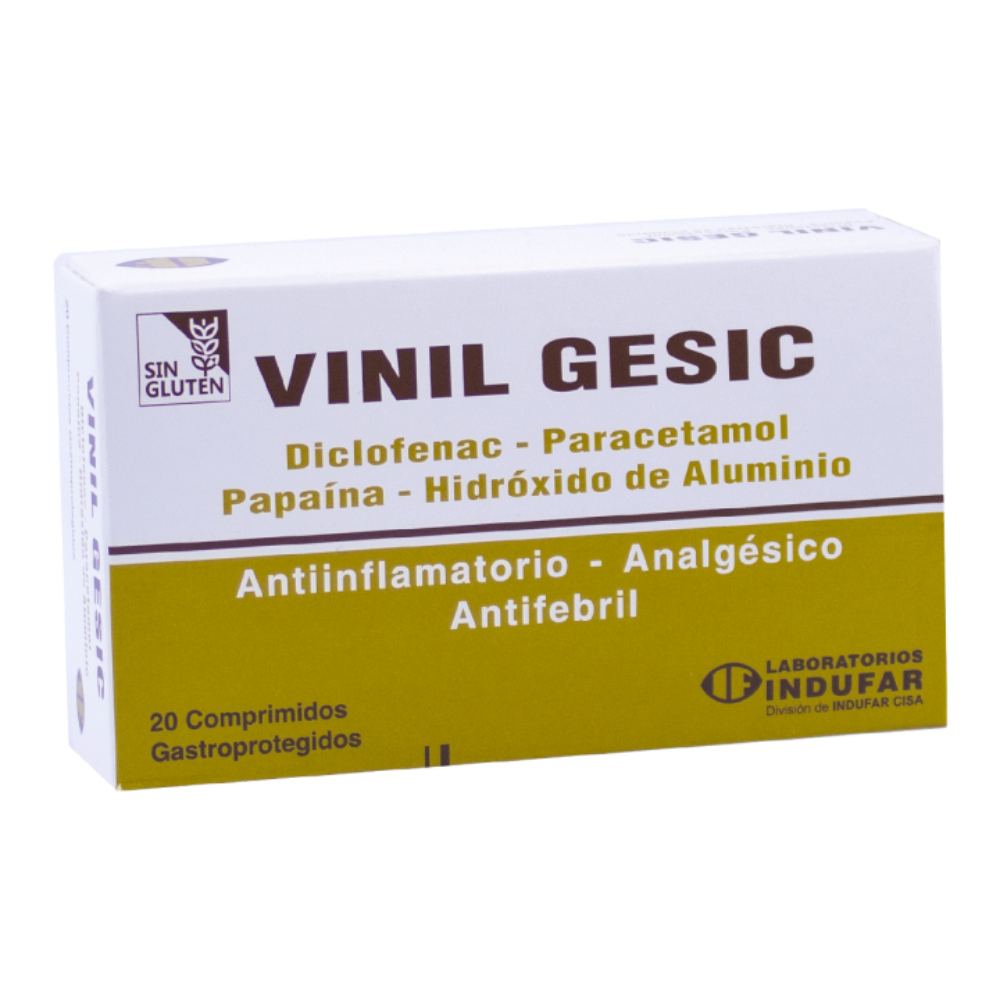 Vinil Gesic 30 mg Caja de 20 Comprimidos Gastroprotegidos