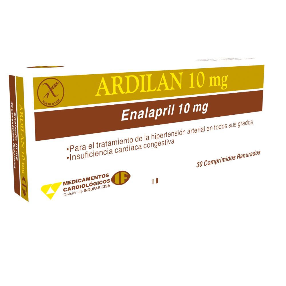 Ardilan 10 Mg Enalapril 10 Mg Caja De 3 Blíster x 30 Comprimidos Ranurados