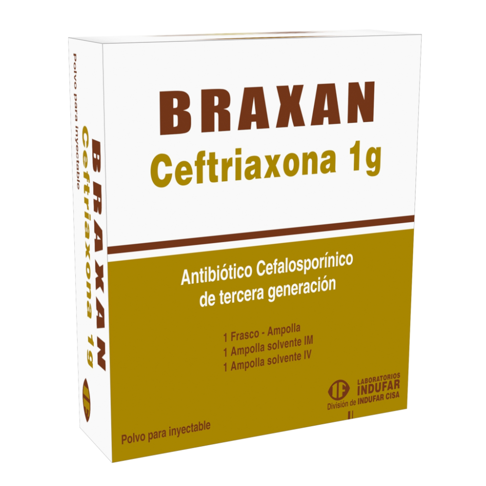 Braxan Ceftriaxona 1 Gr Caja De 1 ampolla De 1 ML