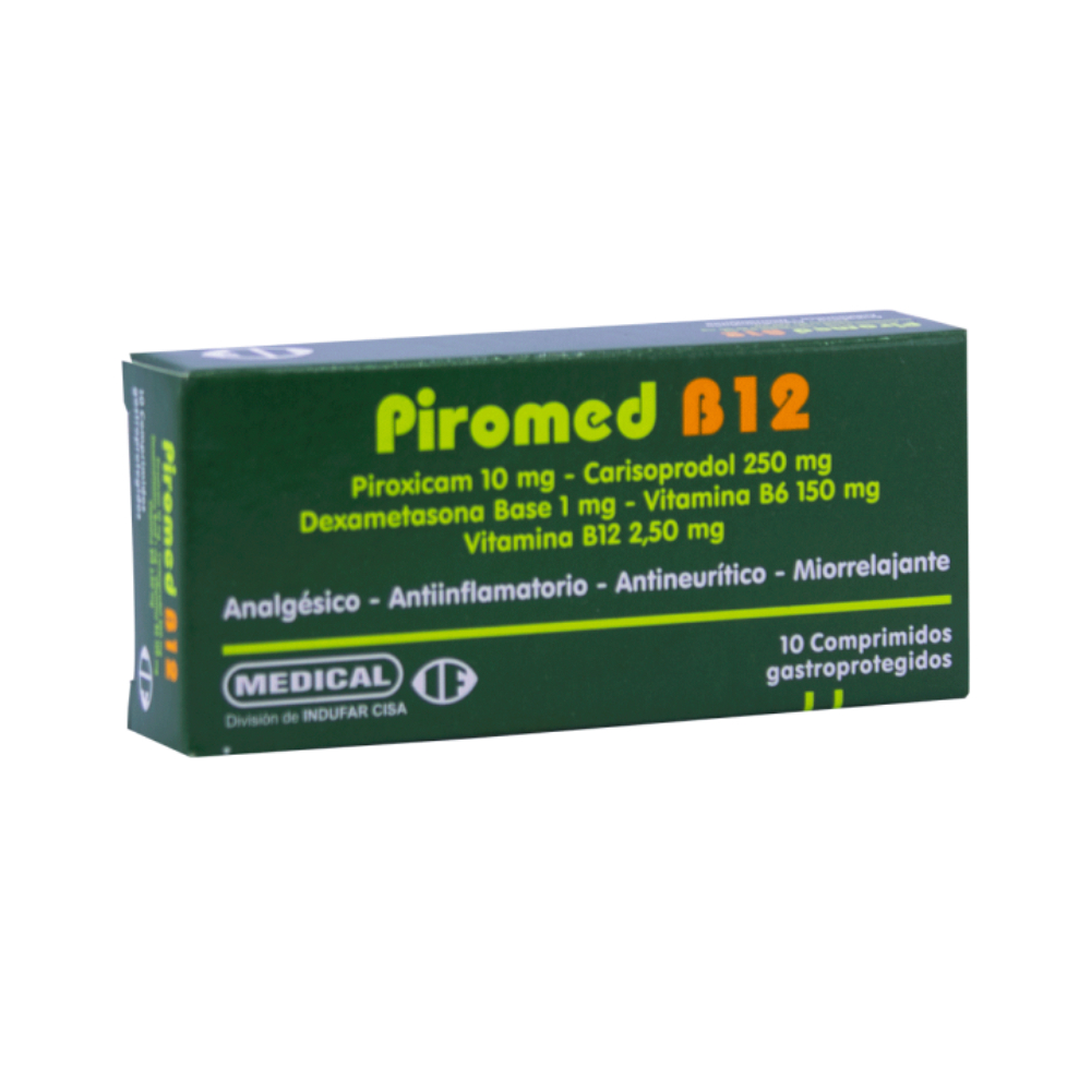 Piromed B12 Caja de 10 Comprimidos Gastroprotegidos