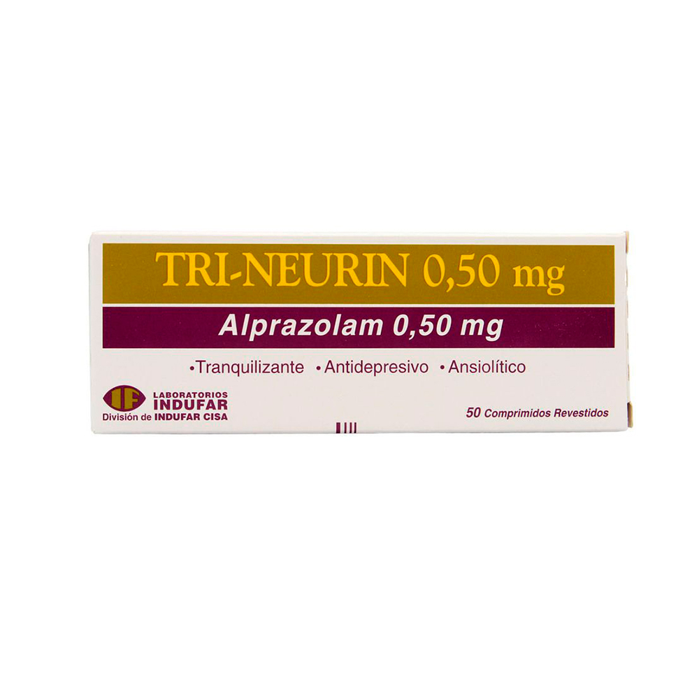 Tri-Neurin 0,50 Alprazolam 0,50 mg Caja de 50 Comprimidos Revestidos