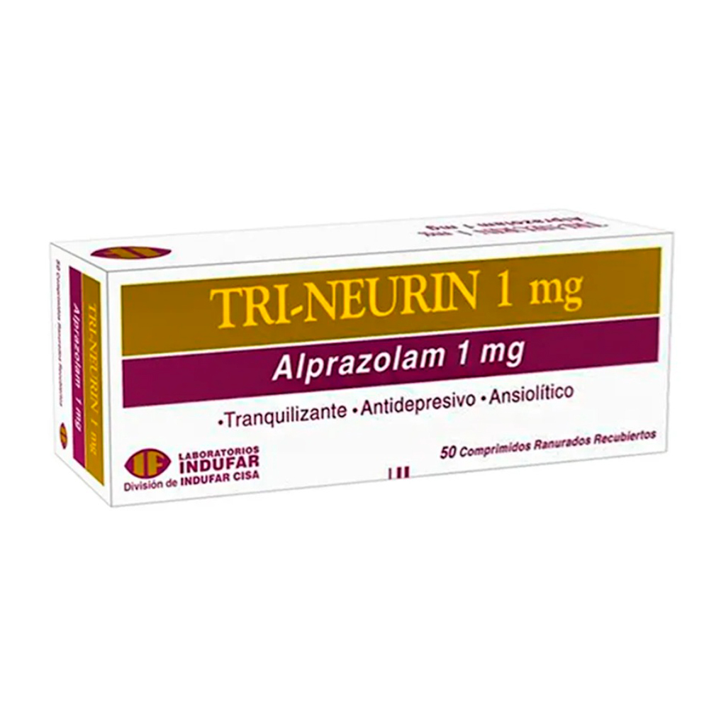 Tri-Neurin Alprazolam 1mg Caja de 50 Comprimidos Recubiertos