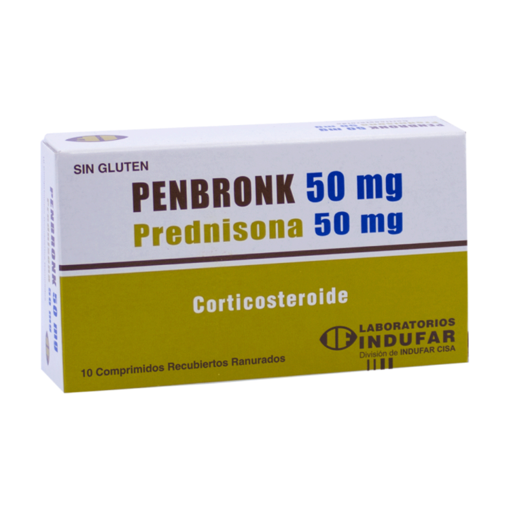Penbronk Prednisona 50 mg Caja de 10 Comprimidos