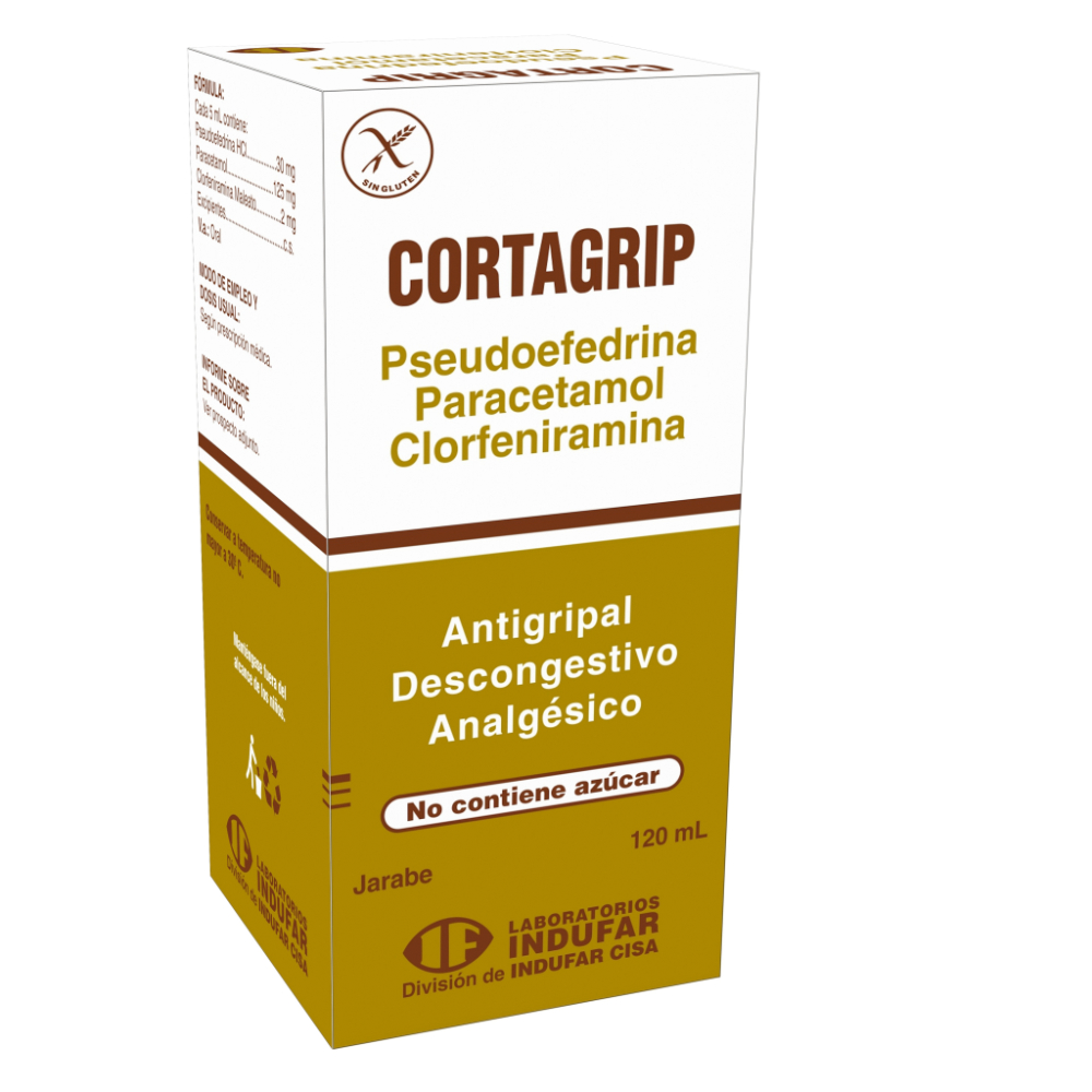 Jarabe Cortagrip Pseudoefedrina Paracetamol Clorfeniramina de 120 ML
