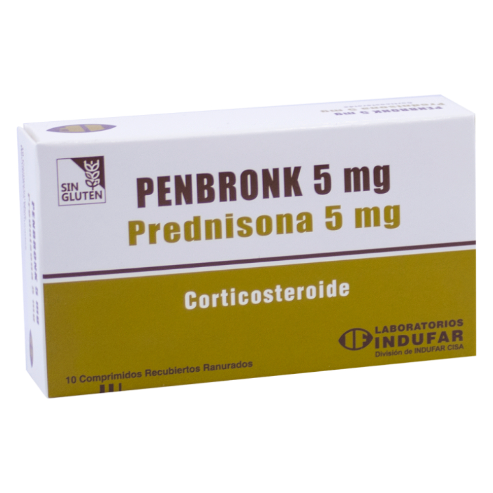 Penbronk Prednisona 5 mg Caja de 10 Comprimidos
