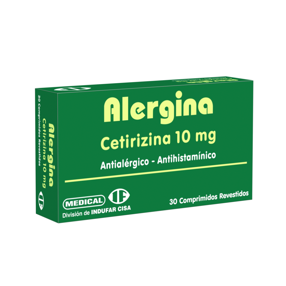 Alergina Cetirizina 10 Mg Contiene 3 Blíster x 30 Comprimidos.