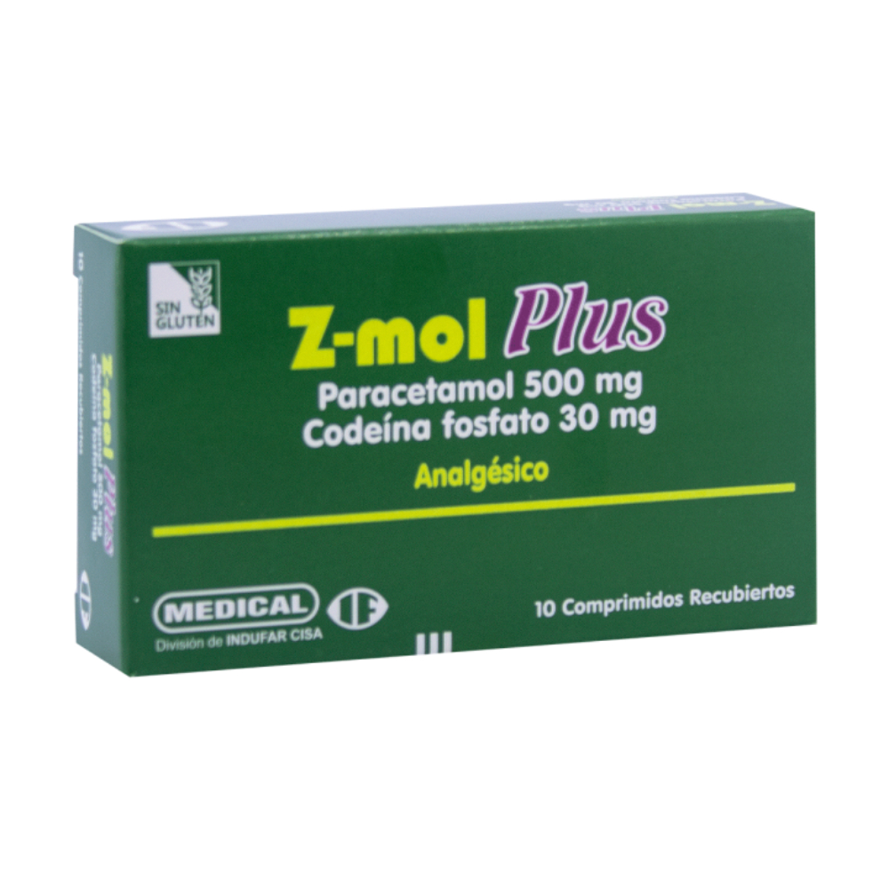 Z-mol Plus Paracetamol + Codeína Caja x10 Comprimidos