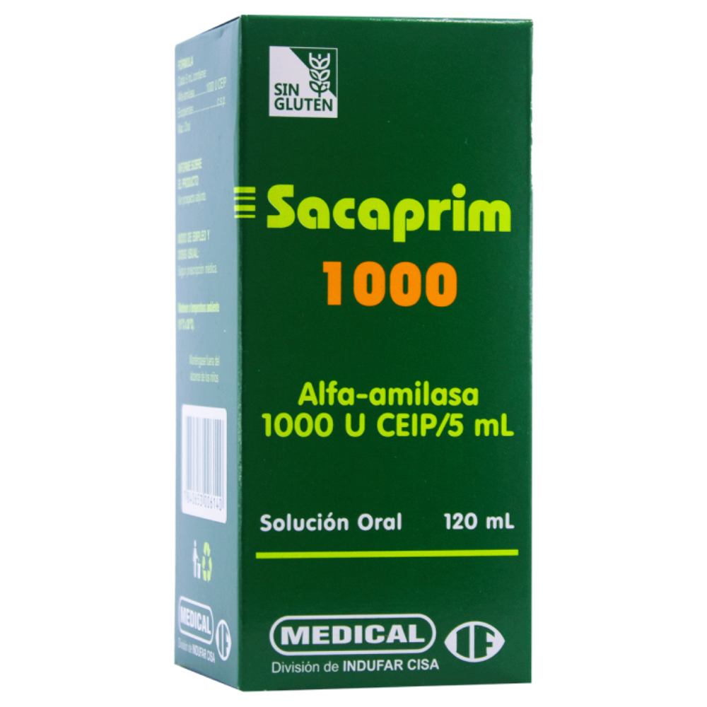 Sacaprim 1000 Alfa-Amilasa 1000 Jarabe en Frasco de 120 ml