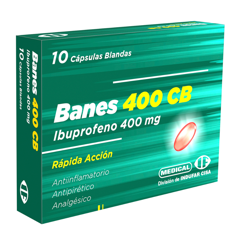 Banes 400 CB Ibuprofeno 400 mg x 10 Comprimidos de Capsulas Blanda.s