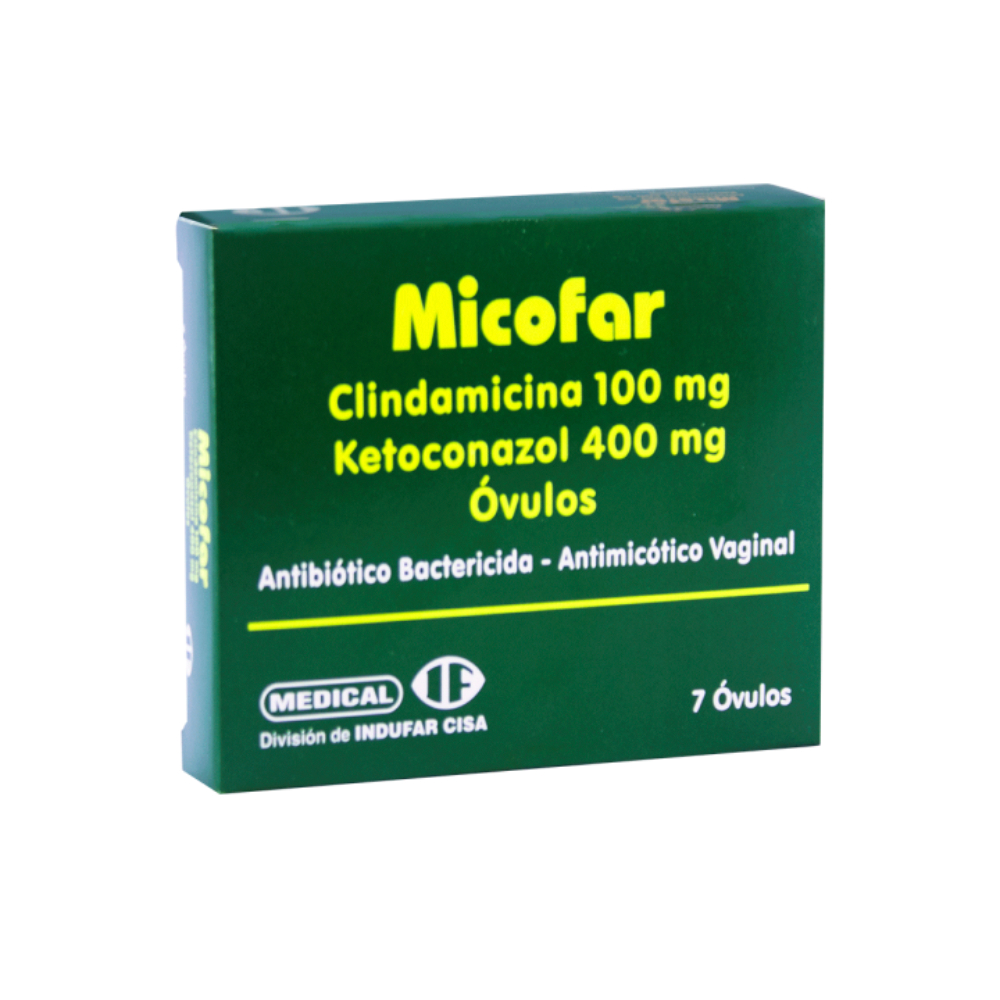 Micofar Clindamicina 100mg Ketoconazol 400mg Contiene 7 Ovulos.