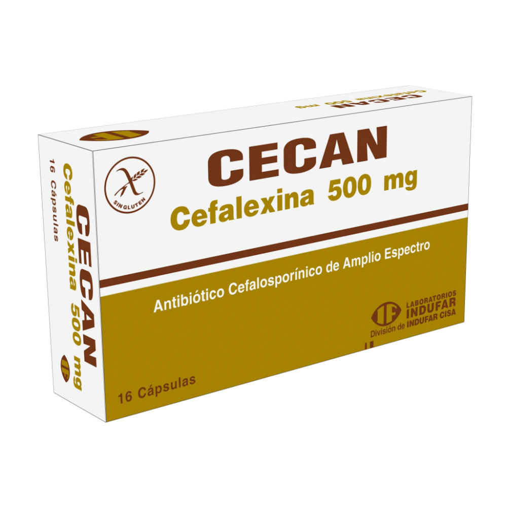 Cecan Cefalexina 500 mg Caja De 16 Capsulas.
