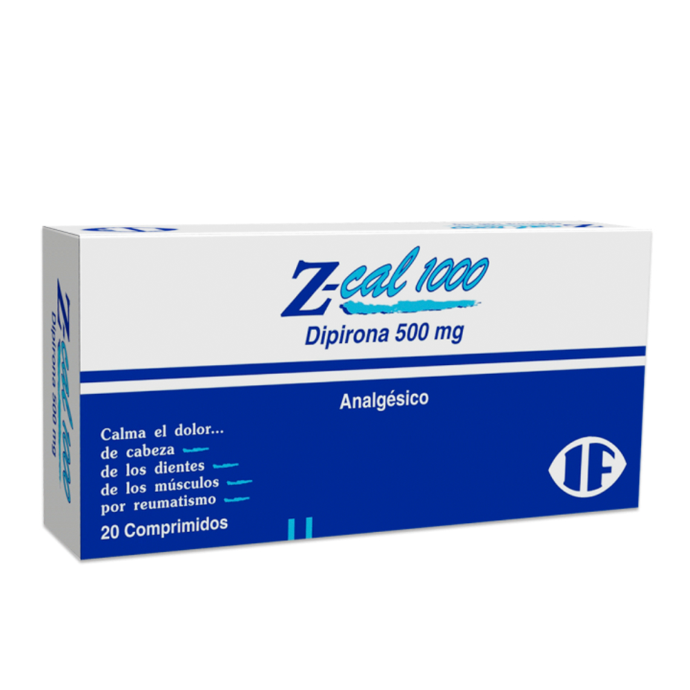Z-cal 1000 Dipirona 500mg Caja de 20 Comprimidos