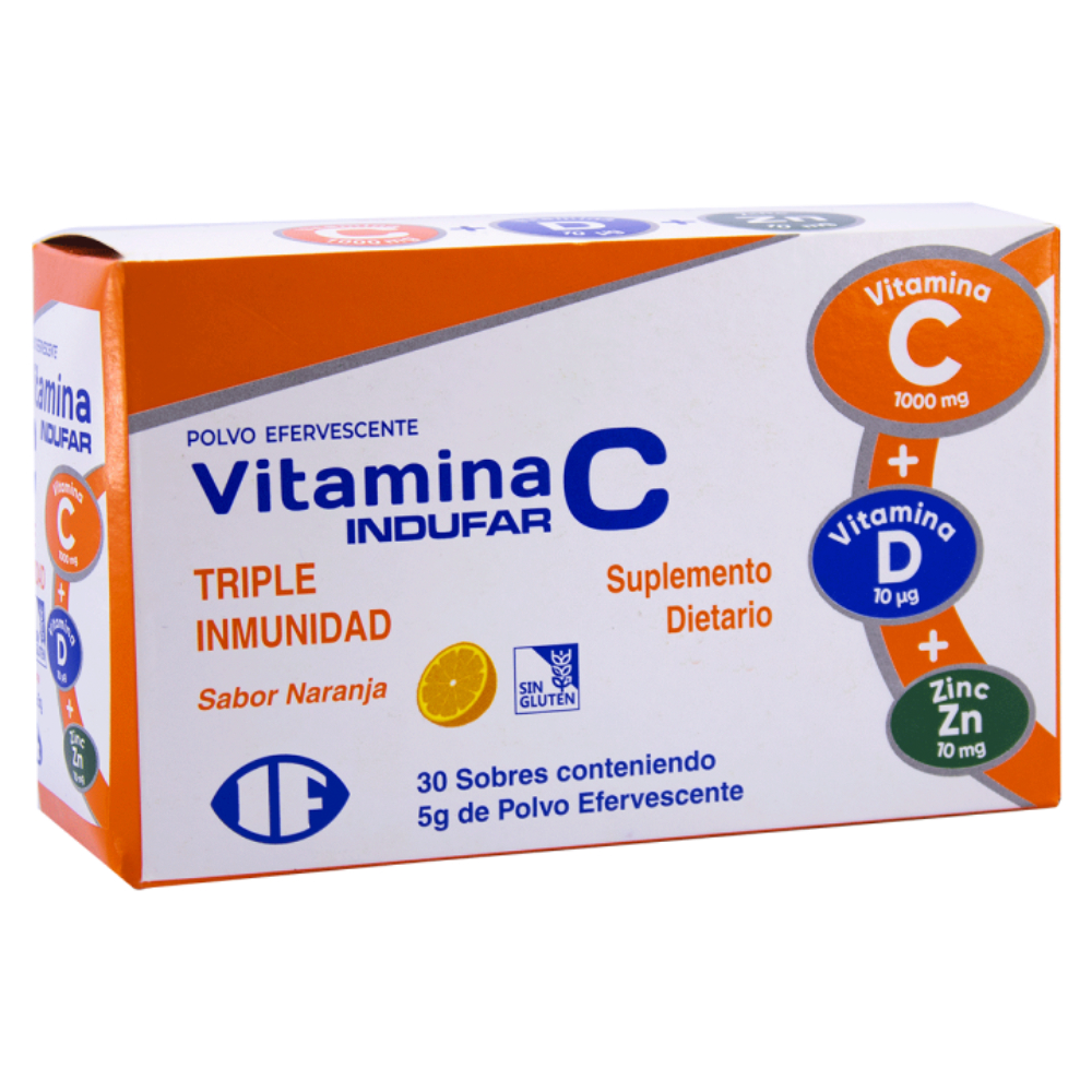 Vitamina C Triple Inmunidad Sabor Naranja Caja de 30 Sobres