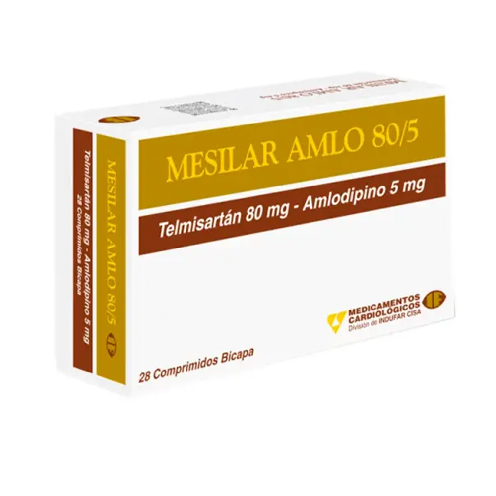 Mesilar Amlo 80/5 Telmisartan 80 mg Amlodipino 5 mg Caja de 28 Comprimidos