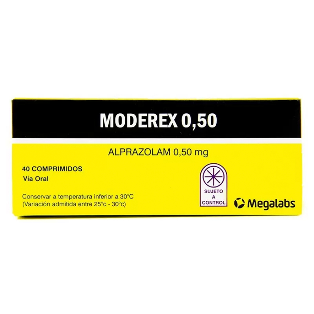 Moderex 0,50 mg Alprazolam 0,50 mg - Caja de 40 Comprimidos