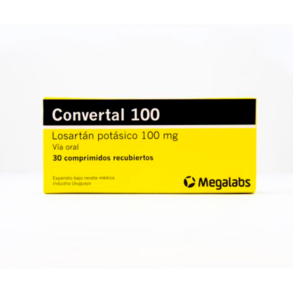 Convertal Losartán Potásico 100 mg Caja de 30 Comprimidos Recubiertos