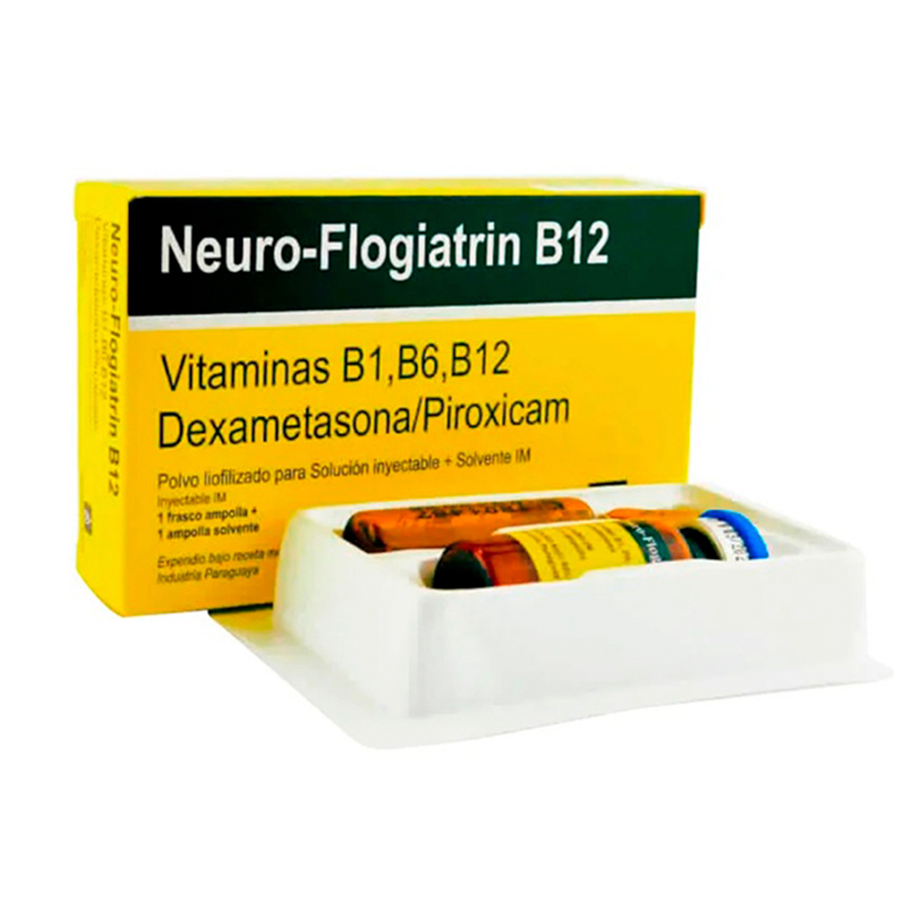 Neuro Flogiatrin B12 Vitamina B1 B6 B12 Caja x1 frasco ampolla 1 ampolla solvente