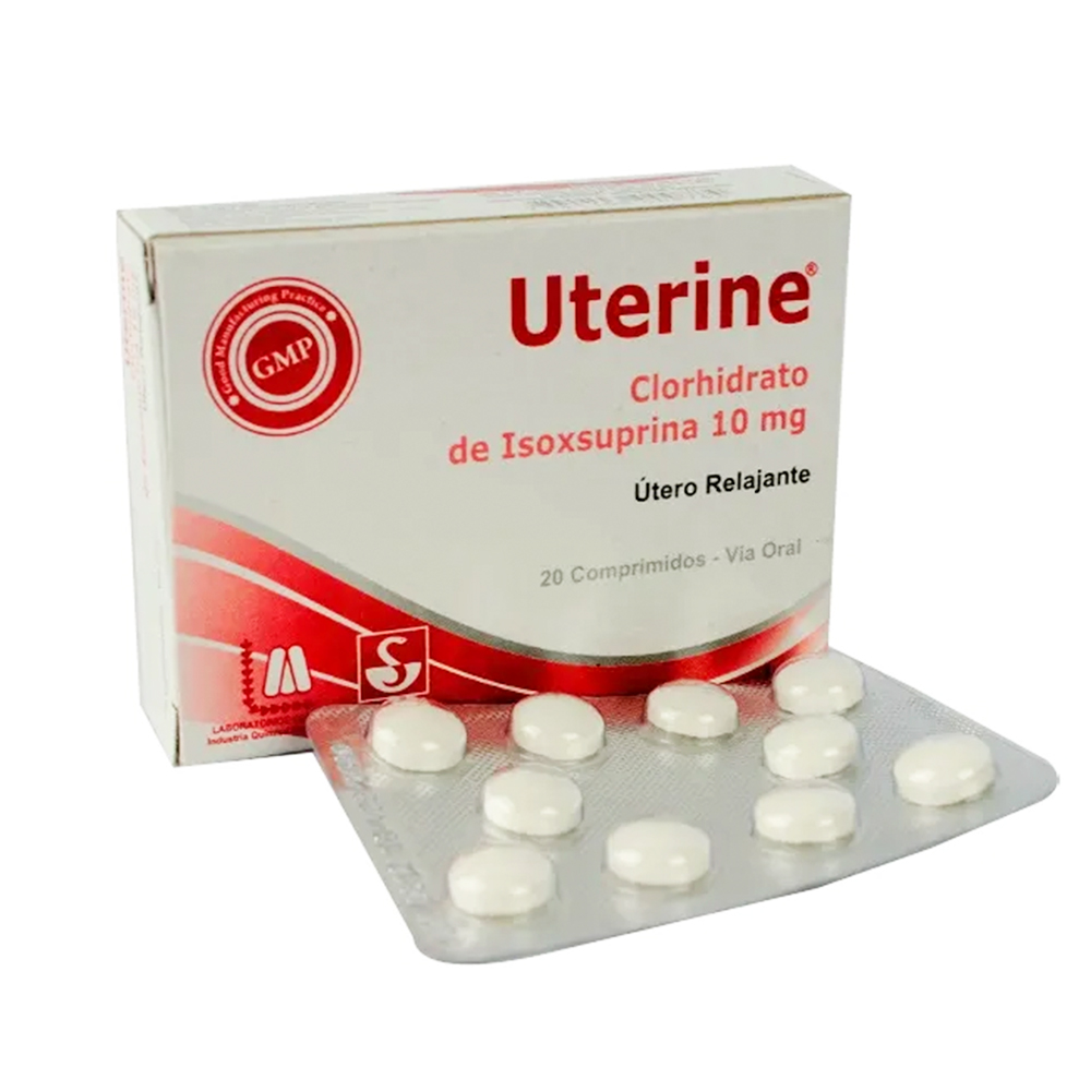 Uterine Clorhidrato de isoxsuprina 10 mg Caja de 20 comprimidos