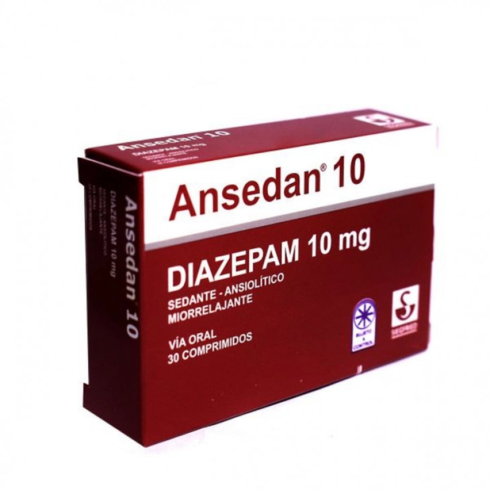 Ansedan Diazempan 10 mg Caja De 30 Comprimidos Recubiertos