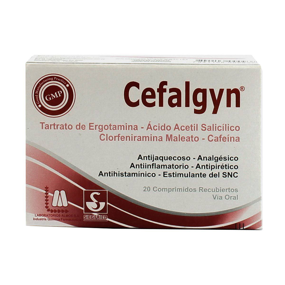 Cefalgyn Tartrato de Ergotamina Caja De 20 Comprimidos Recubiertos