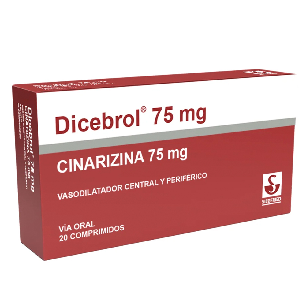 Dicebrol Cinarizina 75 mg Caja de 20 comprimidos