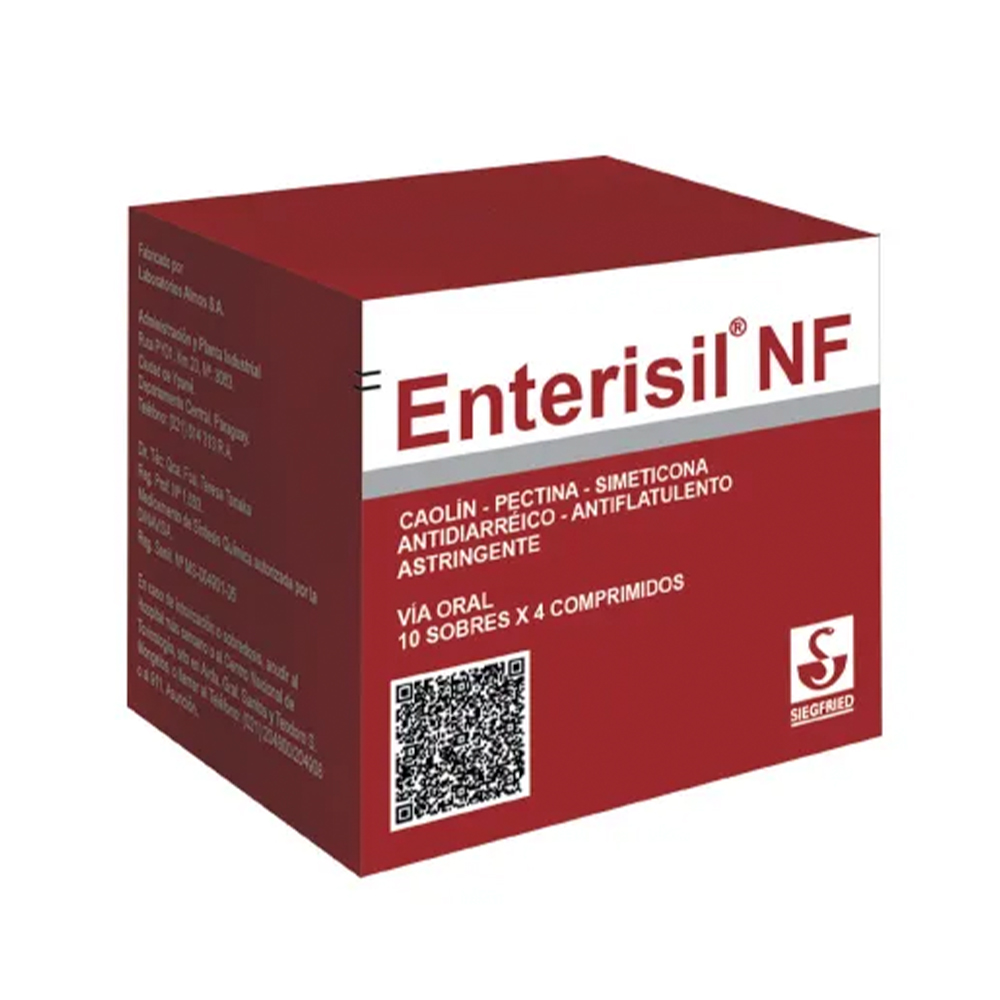 Enterisil NF Caolin 250 mg Pectina 50 mg Caja de 10 Sobres de 4 Comprimidos