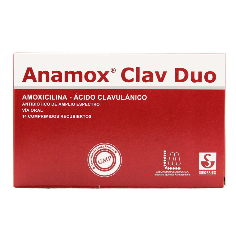 Anamox Clav Duo Amoxicilina Caja De 14 Comprimidos Recubiertos