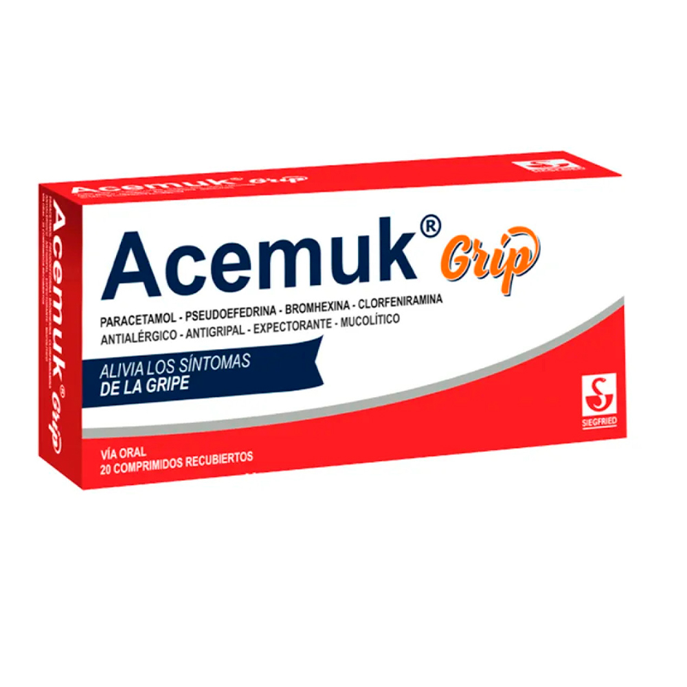 Acemuk Grip Paracetamol Caja De 20 Comprimidos