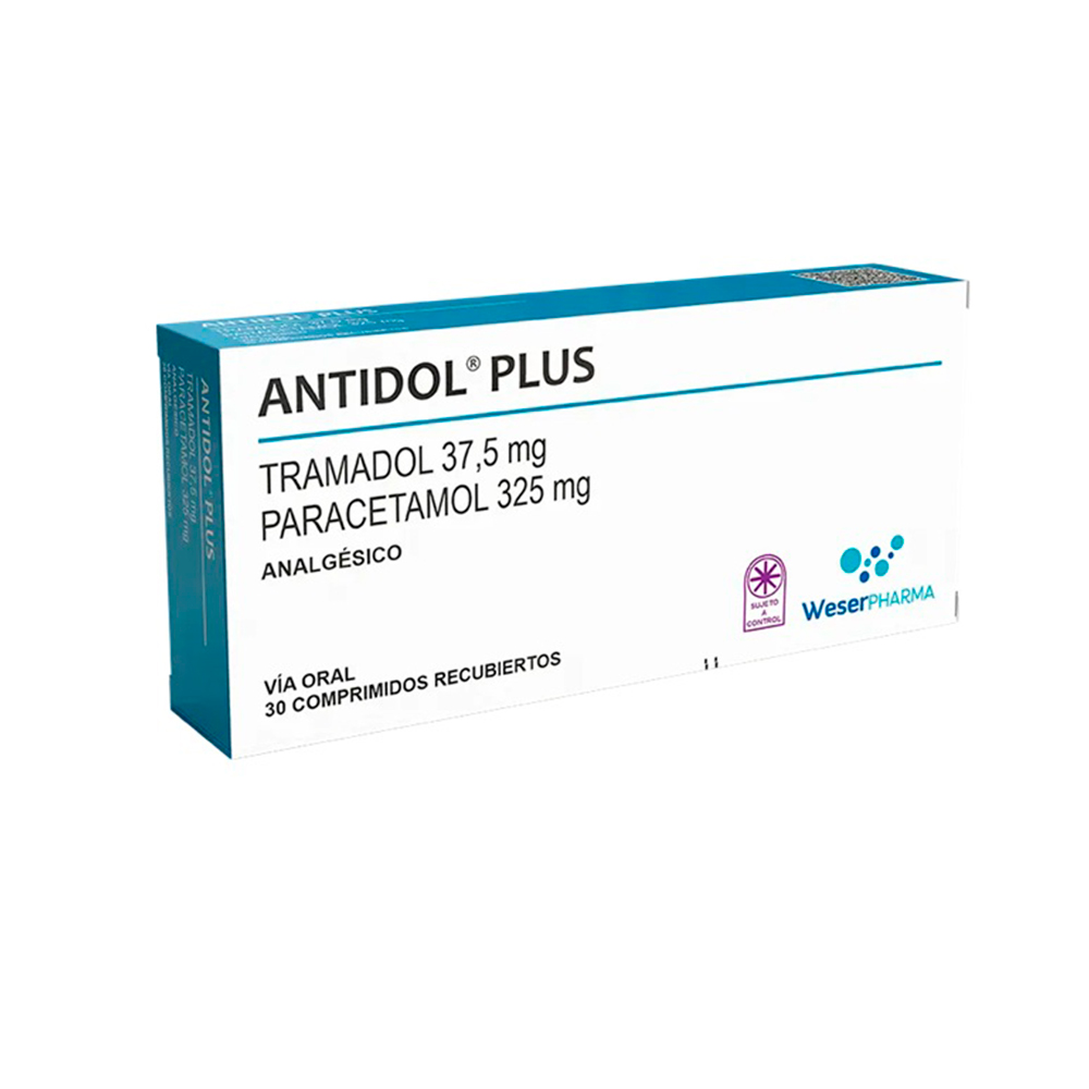 Antidol Plus Tramadol 37,5mg Caja de 30 Comprimidos Recubiertos