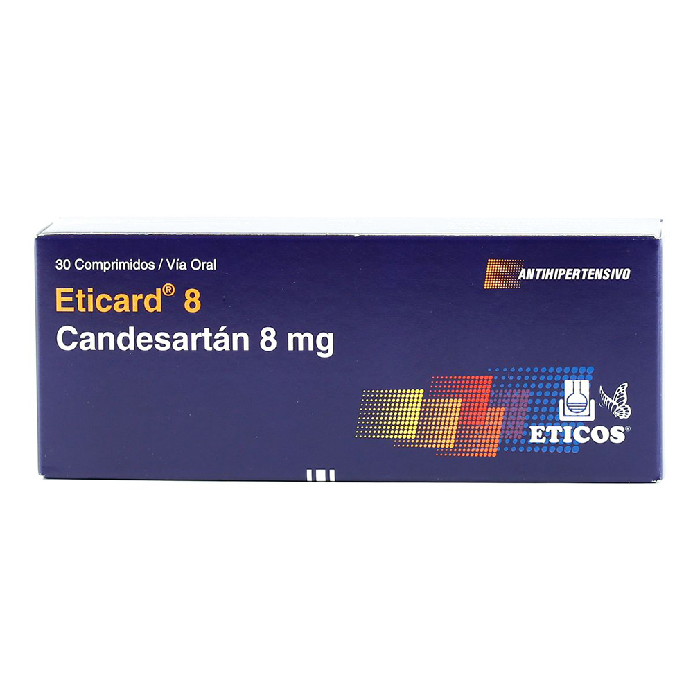 Eticard 8 Candesartán 8 mg Caja de 30 Comprimidos