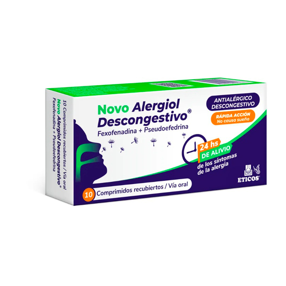 Novo Alergiol Descongestivo Fexofenadina Caja De 10 Comprimidos