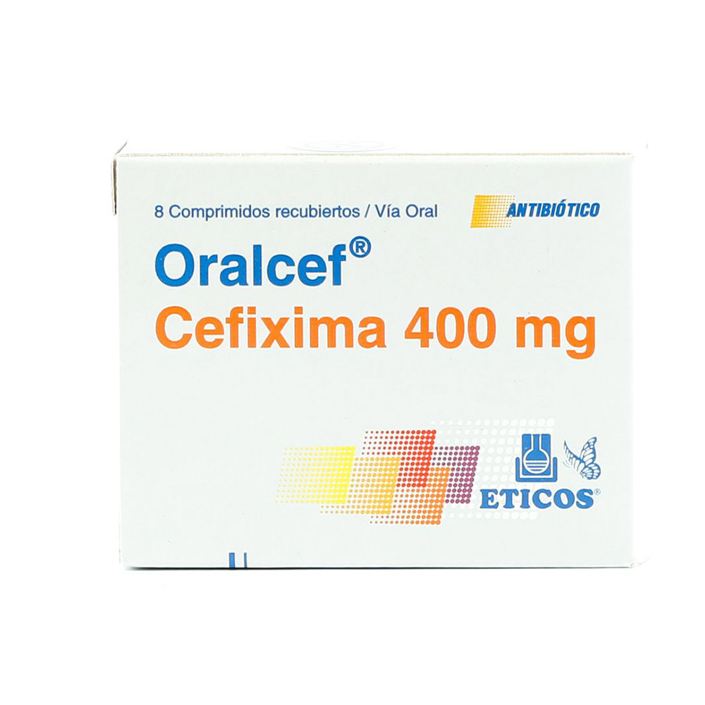 Oralcef Cefixima 400 mg Caja de 8 Comprimidos Recubiertos